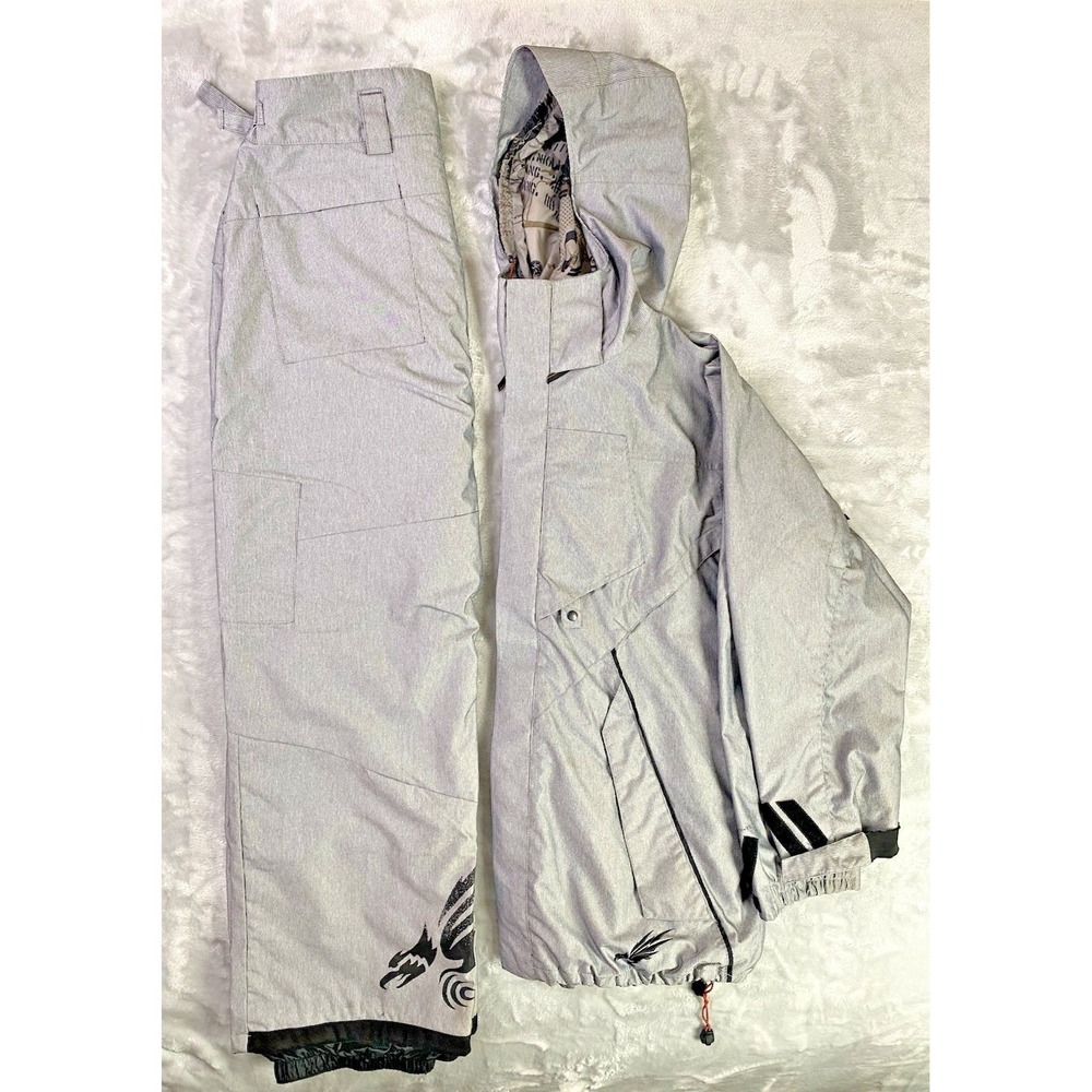 Columbia Convert Snowboard Suit Men L/M Gray Pinstripe Herringbone Omni-Tech Set